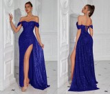 Wome sequined off-shoulder sexy evening Dress