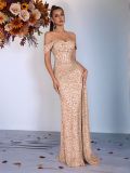 Wome sequined off-shoulder sexy evening Dress
