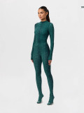 Women’s Sexy Snake Print Long Sleeve Tight-Fitting Jumpsuit