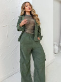 Autumn/Winter Women’s Casual Workwear Two-Piece Set Long Sleeve Top & Straight Pants
