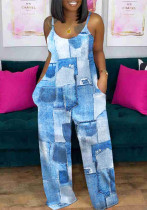 Plus Size Casual Elegant Printed Strap Jumpsuit Plus Size Casual Elegant Printed Strap Jumpsuit