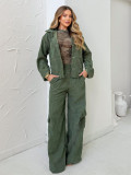 Autumn/Winter Women’s Casual Workwear Two-Piece Set Long Sleeve Top & Straight Pants