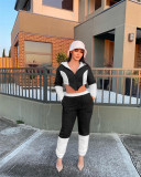 Women color-blocked top and pant two-piece set