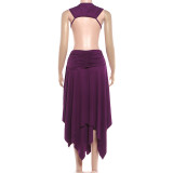 Women Summer Solid Sexy Sleeveless V-Neck Backless Dress
