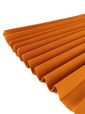 Plus size Women color-blocked long-sleeved turndown pleated office dress