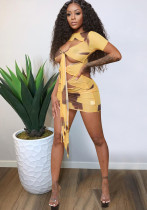 Women Mesh Lace-Up Dress