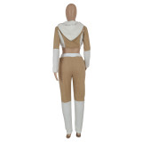 Women color-blocked top and pant two-piece set