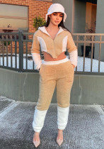 Women color-blocked top and pant two-piece set