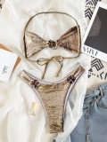 Women sexy bikini backless halter neck lace-up bikini