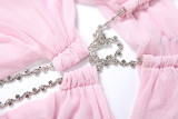 Women Summer Holidays Sexy Mesh See-Through Halter Neck Dress