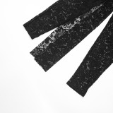Women Spring/Summer Cross-Strap Halter Neck Sexy Backless See-Through Lace Jumpsuit