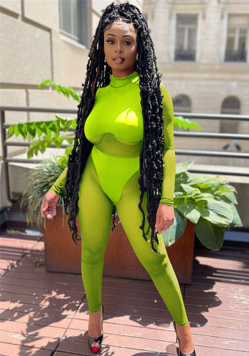 Women Sexy Mesh Patchwork Jumpsuit