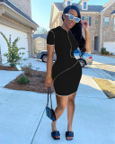 Women Sexy Solid Short-Sleeved Dress