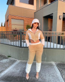 Women color-blocked top and pant two-piece set