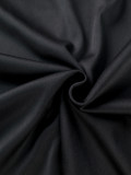Plus Size Women Black Sequined Puff Sleeve Floral Embroidery Formal Party Dress
