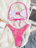 Women sexy bikini backless halter neck lace-up bikini