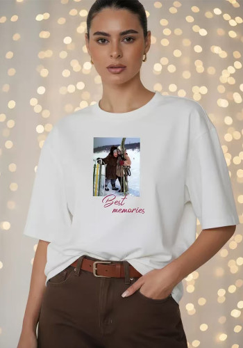 Women Cotton American Style Short-Sleeve Top T-Shirt