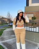 Women color-blocked top and pant two-piece set