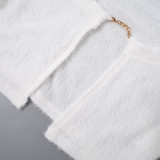 Women mink fleece sexy chain strapless top and skirt two-piece set