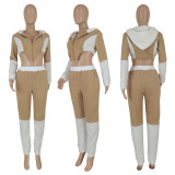 Women color-blocked top and pant two-piece set