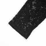 Women Spring/Summer Cross-Strap Halter Neck Sexy Backless See-Through Lace Jumpsuit