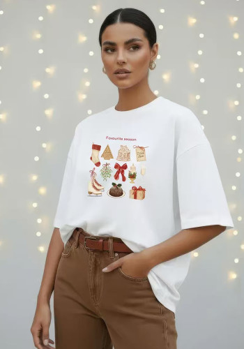 Women Casual Cotton Short-Sleeve Cartoon Hip Hop Top T-Shirt