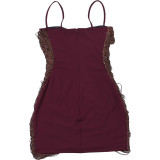 Women Summer Elegant Tassel Patchwork Strap Dress