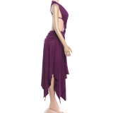 Women Summer Solid Sexy Sleeveless V-Neck Backless Dress
