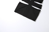 Women Summer Sexy Hollow Out Patchwork Solid Halter Neck Dress