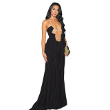 Women Summer Holidays Sexy Mesh See-Through Halter Neck Dress