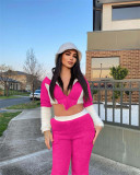 Women color-blocked top and pant two-piece set