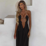 Women Summer Holidays Sexy Mesh See-Through Halter Neck Dress