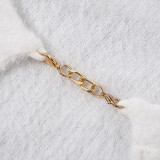 Women mink fleece sexy chain strapless top and skirt two-piece set