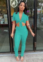 Women Multi-Color Ribbed Top and Pant Two-Piece Set