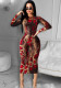Women Sexy Long-Sleeved Printed Dress