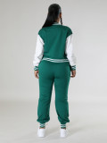 Women Patchwork Baseball Top and Pant Two-Piece Set