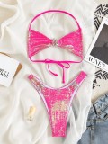Women sexy bikini backless halter neck lace-up bikini