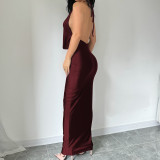 Summer Fashion Chic Sexy V-Neck Halter Neck Low Back Slim Sleeveless Dress