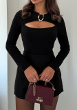 Women's Long Sleeve Round Neck Solid Color Slim Fit High-Waist Basic Sexy Bodysuit