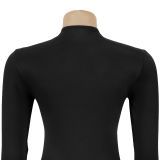 Women's Chic Cut Out Long Sleeve Slim Fit Solid Color Bodycon Dress