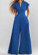 Women's Chic V-Neck Short Sleeve High-Waist Wide-Leg Jumpsuit