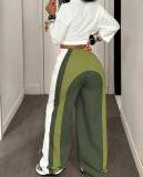 Women Casual Drawstring Color Block Pants