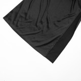 Spring Women's Solid Color Sexy Slim Fit Sleeveless Slit Lace Patchwork Evening Dress