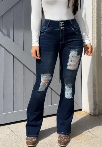 Women's Casual Slim Fit Ripped Denim Pants