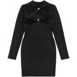 Women's Chic Cut Out Long Sleeve Slim Fit Solid Color Bodycon Dress