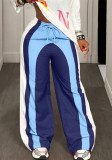 Women Casual Drawstring Color Block Pants