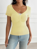 Spring/Summer Women's Y2K Button Short Sleeve T-Shirt
