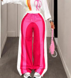 Women Casual Drawstring Color Block Pants