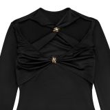 Women's Chic Cut Out Long Sleeve Slim Fit Solid Color Bodycon Dress