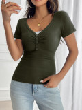 Spring/Summer Women's Y2K Button Short Sleeve T-Shirt